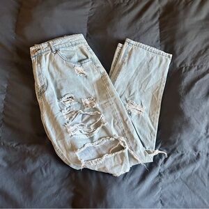Forever 21 Light Washed Distressed Mom Jeans